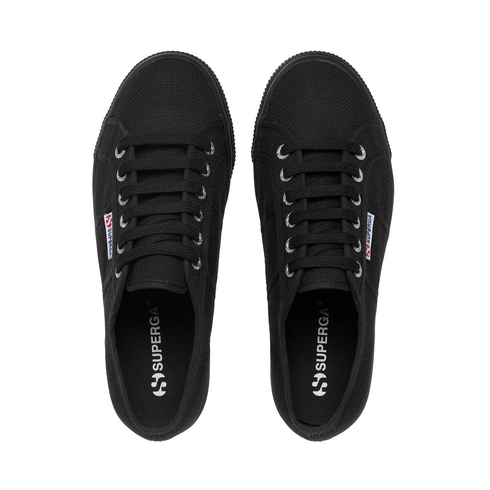 Superga 2790 Platform Black Platform Sneakers - Women's USA | US1877896